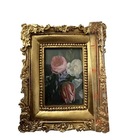 Miniature Victorian-Inspired Ornate  3.5" X 4"Gold Frame - Picture 4 of 4